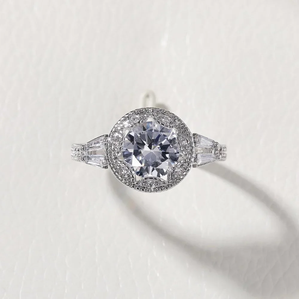 😍Statement CZ Flower 925 Silver Plated Vintage Wedding Ring for Women, L064